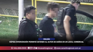 RÁPIDA INTERVENCIÓN PERMITIÓ DETENER AL AUTOR DE DAÑOS EN UN LOCAL COMERCIAL