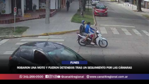 ROBARON UNA MOTO EN EL CENTRO DE FUNES Y FUERON DETENIDOS TRAS UN SEGUIMIENTO EN TIEMPO REAL POR LAS CÁMARAS