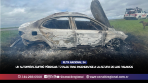 RUTA 34: UN AUTOMÓVIL SUFRIÓ PÉRDIDAS TOTALES TRAS INCENDIARSE A LA ALTURA DE LUIS PALACIOS