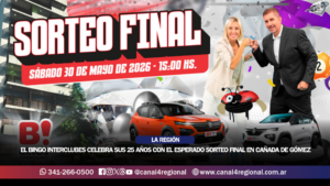 EL BINGO INTERCLUBES CELEBRA SUS 25 AÑOS CON EL ESPERADO SORTEO FINAL PRESENCIAL EN CAÑADA DE GÓMEZ