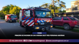 FUNES: PRINCIPIO DE INCENDIO EN UNA VIVIENDA DEJÓ TRES PERSONAS ASISTIDAS