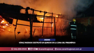 PUEBLO ANDINO: VORAZ INCENDIO DESTRUYÓ UN QUINCHO EN LA ZONA DEL FRIGORÍFICO