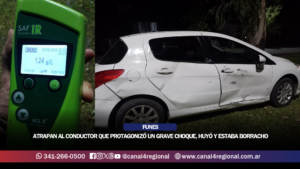 FUNES: ATRAPAN AL CONDUCTOR QUE PROTAGONIZÓ UN GRAVE CHOQUE, HUYÓ Y ESTABA BORRACHO