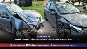 CHOQUE EN SAN JERÓNIMO: CONDUCTORES DE CARCARAÑÁ SUFRIERON GOLPES LEVES