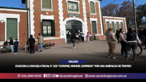 ROLDÁN: EVACÚAN LA ESCUELA FISCAL N° 229 «CORONEL MANUEL DORREGO» POR UNA AMENAZA DE TIROTEO