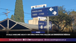FUNES: CALLE ANGELOMÉ VUELVE A SER DOBLE MANO AGILIZANDO EMERGENCIAS MÉDICAS