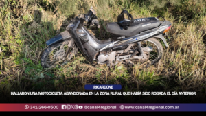RICARDONE: HALLARON UNA MOTOCICLETA ABANDONADA EN LA ZONA RURAL QUE HABÍA SIDO ROBADA EL DÍA ANTERIOR