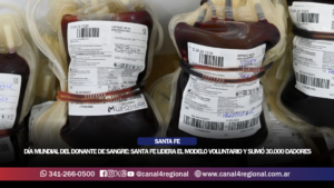 DÍA MUNDIAL DEL DONANTE DE SANGRE: SANTA FE LIDERA EL MODELO VOLUNTARIO Y SUMÓ 30.000 DADORES EN EL SISTEMA PÚBLICO