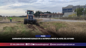 FUNES: ELIMINARON CONEXIONES ILEGALES EN LA AUTOPISTA FRENTE AL HOTEL SOL DE FUNES