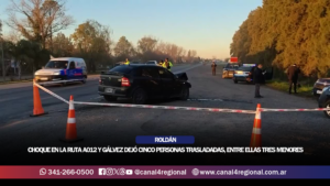 ROLDÁN: CHOQUE EN LA RUTA A012 Y GÁLVEZ DEJÓ CINCO PERSONAS TRASLADADAS, ENTRE ELLAS TRES MENORES