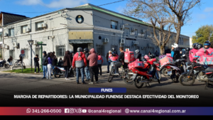 MARCHA DE REPARTIDORES: LA MUNICIPALIDAD FUNENSE DESTACA EFECTIVIDAD DEL MONITOREO