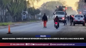 ROLDÁN: VIALIDAD NACIONAL COMENZÓ OBRAS DE REPARACIÓN EN LA VIEJA RUTA 9 DESDE EL CRUCE DE LA AO12 HACIA EL OESTE 