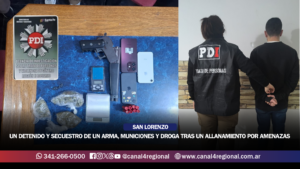 SAN LORENZO: UN DETENIDO Y SECUESTRO DE UN ARMA, MUNICIONES Y DROGA TRAS UN ALLANAMIENTO POR AMENAZAS CALIFICADAS