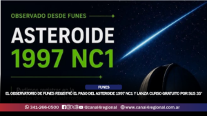 EL OBSERVATORIO DE FUNES REGISTRÓ EL PASO DEL ASTEROIDE 1997 NC1 Y LANZA UN CURSO GRATUITO POR SUS 35 AÑOS