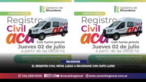 EL REGISTRO CIVIL MÓVIL LLEGA A RICARDONE CON CUPO LLENO