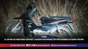 FUNES: EL CENTRO DE MONITOREO RASTREÓ Y PERMITIÓ RECUPERAR UNA MOTO ROBADA EN TIEMPO RÉCORD