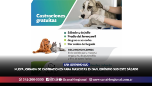 NUEVA JORNADA DE CASTRACIONES PARA MASCOTAS EN SAN JERÓNIMO SUD  ESTE SÁBADO