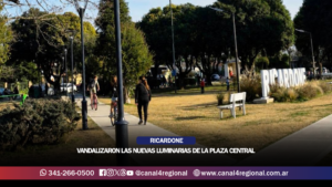 RICARDONE: VANDALIZARON LAS NUEVAS LUMINARIAS DE LA PLAZA CENTRAL Y CIRCULA UN VIDEO DEL PRESIDENTE COMUNAL RETENIENDO A JÓVENES CON GOMERAS