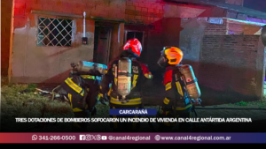 CARCARAÑÁ: TRES DOTACIONES DE BOMBEROS SOFOCARON UN INCENDIO DE VIVIENDA EN CALLE ANTÁRTIDA ARGENTINA