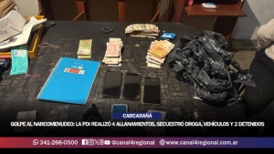 GOLPE AL NARCOMENUDEO EN CARCARAÑÁ: LA PDI REALIZÓ CUATRO ALLANAMIENTOS, SECUESTRÓ DROGA, VEHÍCULOS Y DETUVO A DOS JÓVENES