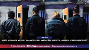 ROLDÁN: QUISO QUEMAR SU MOTO EN UN CONTROL VIAL, AMENAZÓ DE MUERTE A LA POLICÍA Y TERMINÓ DETENIDO JUNTO A UNA CÓMPLICE