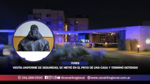 FUNES: VESTÍA UNIFORME DE SEGURIDAD, SE METIÓ EN EL PATIO DE UNA CASA Y TERMINÓ DETENIDO