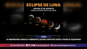 FUNES: EL OBSERVATORIO CONVOCA A OBSERVAR EL ECLIPSE LUNAR ESTE JUEVES Y FOTOGRAFIARLO CON CELULARES A TRAVÉS DE TELESCOPIOS