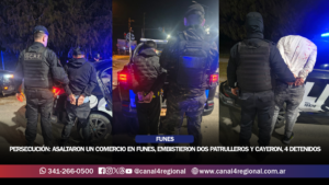 PERSECUCIÓN DE FUNES A ROSARIO: ASALTARON UN COMERCIO, EMBISTIERON DOS PATRULLEROS EN LA FUGA Y CAYERON CUATRO DETENIDOS