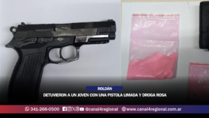 ROLDÁN: DETUVIERON A UN JOVEN CON UNA PISTOLA LIMADA Y DROGA ROSA TRAS SER FILMADO POR CÁMARAS DE SEGURIDAD