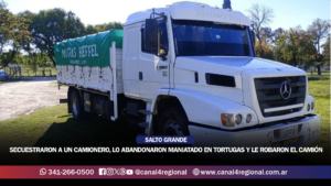 SECUESTRARON A UN CAMIONERO EN SALTO GRANDE, LO ABANDONARON MANIATADO EN TORTUGAS Y LE ROBARON EL CAMIÓN