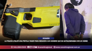 ROSARIO: LA POLICÍA UTILIZÓ UNA PISTOLA TASER PARA REDUCIR A UN HOMBRE QUE SE AUTOLESIONABA CON UN VIDRIO