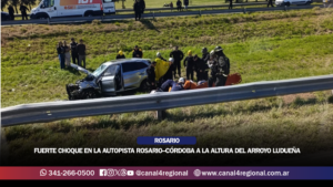 FUERTE CHOQUE EN LA AUTOPISTA ROSARIO–CÓRDOBA A LA ALTURA DEL ARROYO LUDUEÑA: EVACUARON A UNA MUJER EMBARAZADA EN HELICÓPTERO SANITARIO