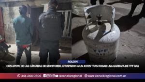 ROLDÁN: CON APOYO DE LAS CÁMARAS DE MONITOREO, ATRAPARON A UN JOVEN TRAS ROBAR UNA GARRAFA DE YPF GAS