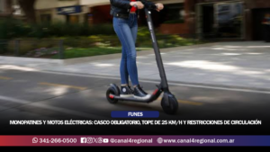 FUNES REFUERZA CONTROLES A MONOPATINES Y MOTOS ELÉCTRICAS: CASCO OBLIGATORIO, TOPE DE 25 KM/H Y RESTRICCIONES DE CIRCULACIÓN