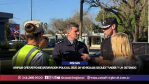 ROLDÁN: AMPLIO OPERATIVO DE SATURACIÓN POLICIAL DEJÓ 20 VEHÍCULOS SECUESTRADOS Y UN DETENIDO POR TENENCIA DE MUNICIONES