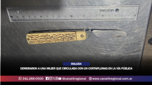 ROLDÁN: DEMORARON A UNA MUJER QUE CIRCULABA CON UN CORTAPLUMAS EN LA VÍA PÚBLICA