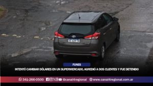 FUNES: INTENTÓ CAMBIAR DÓLARES EN UN SUPERMERCADO, AGREDIÓ A DOS CLIENTES Y FUE DETENIDO TRAS INTENTAR FUGARSE