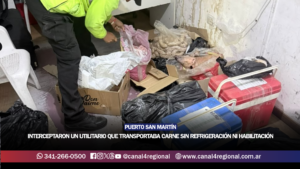 PUERTO GENERAL SAN MARTÍN: INTERCEPTARON UN UTILITARIO EN LA AUTOPISTA QUE TRANSPORTABA CARNE SIN REFRIGERACIÓN NI HABILITACIÓN