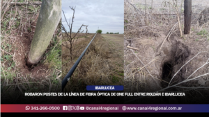 VANDALISMO E INSEGURIDAD: ROBARON POSTES DE FIBRA ÓPTICA EN UN CAMINO RURAL ENTRE ROLDÁN E IBARLUCEA Y AFECTARON EL SERVICIO DE ONE FULL