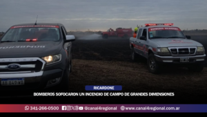RICARDONE: BOMBEROS SOFOCARON UN INCENDIO DE CAMPO DE GRANDES DIMENSIONES