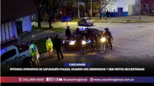 CARCARAÑÁ: INTENSOS OPERATIVOS DE SATURACIÓN POLICIAL DEJARON DOS DEMORADOS Y SEIS MOTOS SECUESTRADAS