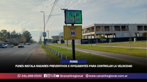 FUNES INSTALA RADARES PREVENTIVOS E INTELIGENTES PARA CONTROLAR LA VELOCIDAD