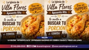 LA IGLESIA “APOSENTO ALTO” ENTREGARÁ RACIONES DE COMIDA CALIENTE TODOS LOS LUNES